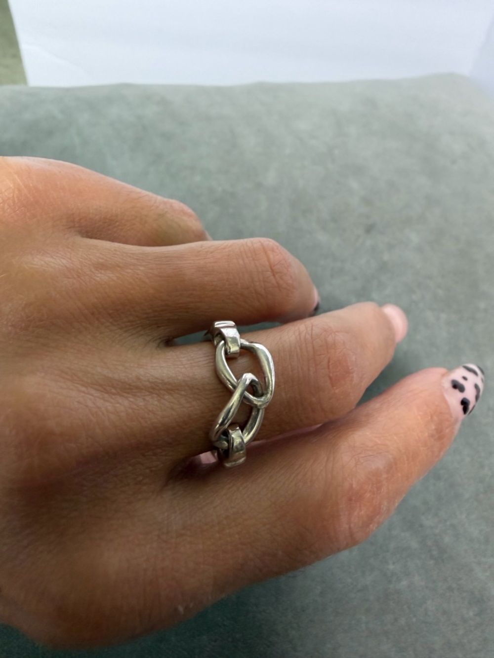 Sterling Silver Knot Link Ring - Silver 5.5